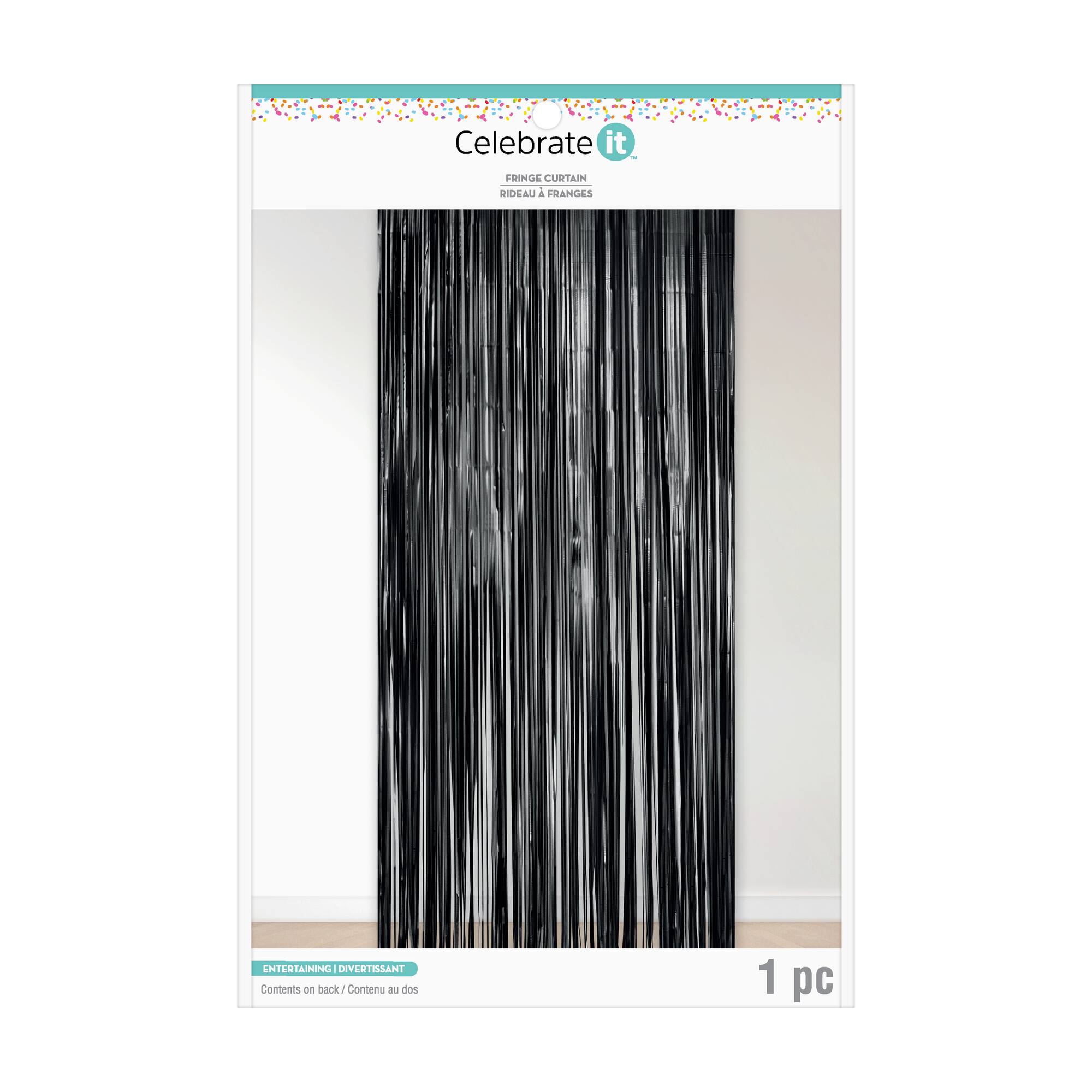 12 Pack: Black Fringe Curtain by Celebrate It™